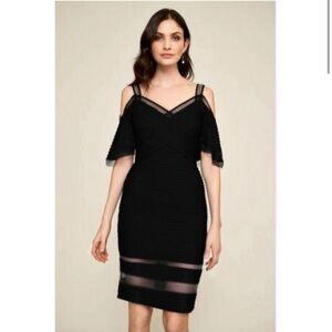 TADASHI SHOJI Black Cold Shoulder Dress
